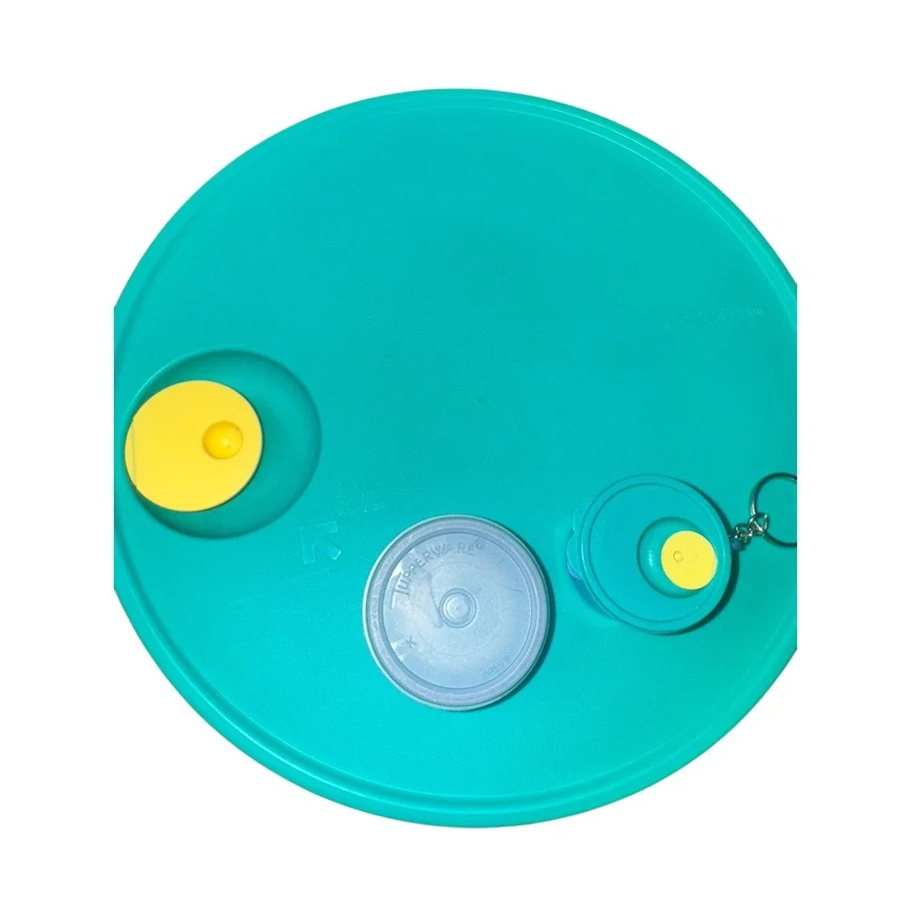 Tupperware Serving Center Set Divided Dish Condiment Keeper Turquoise Purple